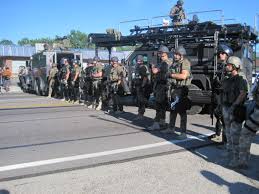 Police Standing Watch in Ferguson MO