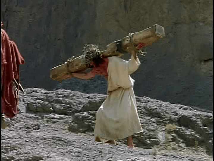 Jesus carrying crossbeam 1